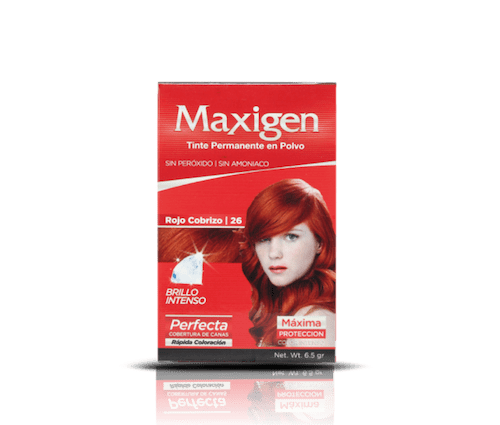 Maxigen Tinte Permanente en Polvo Color Rojo Cobrizo 26